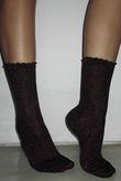 Scalloped Glitter Socks Rouge